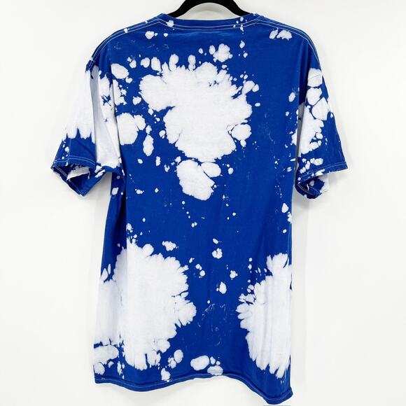 Def Leppard Unisex Blue Tie Dye Graphic Print Short Sleeve Band Tee T Shirt S - Picture 2 of 3